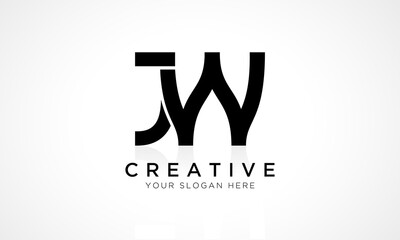 JW Letter Logo Design Vector Template. Alphabet Initial Letter JW Logo Design With Glossy Reflection Business Illustration.