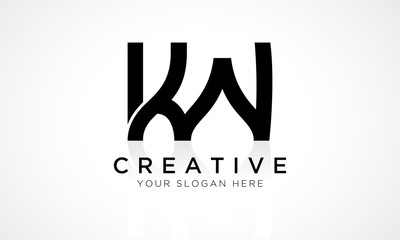 KW Letter Logo Design Vector Template. Alphabet Initial Letter KW Logo Design With Glossy Reflection Business Illustration.