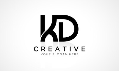 KD Letter Logo Design Vector Template. Alphabet Initial Letter KD Logo Design With Glossy Reflection Business Illustration.