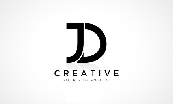 JD Letter Logo Design Vector Template. Alphabet Initial Letter JD Logo Design With Glossy Reflection Business Illustration.