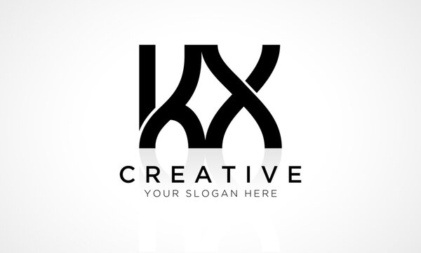 KX Letter Logo Design Vector Template. Alphabet Initial Letter KX Logo Design With Glossy Reflection Business Illustration.
