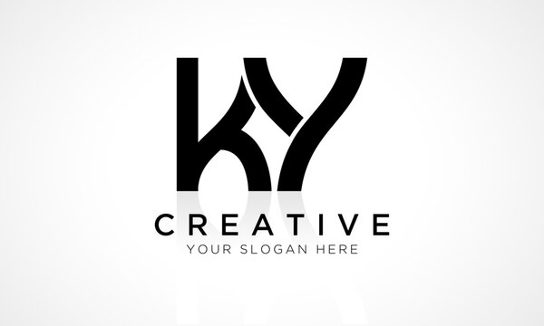 KY Letter Logo Design Vector Template. Alphabet Initial Letter KY Logo Design With Glossy Reflection Business Illustration.