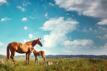Obraz na płótnie Canvas Horse background created with Generative AI technology