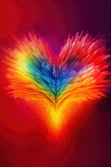 Explosive rainbow heart in dust. Generative ai