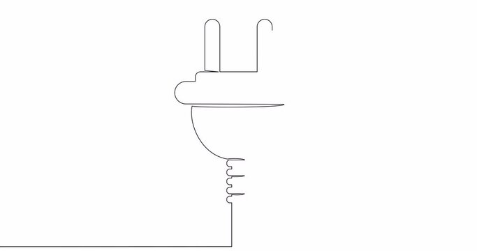 Self drawing line animation power plug Electrical continuous one single line drawn concept video