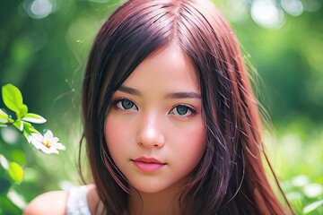 Naklejka premium portrait of a girl Generative AI