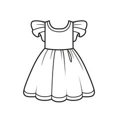 Beautiful dress outline for coloring page on a white background