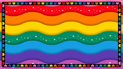 Pride rainbow ripple wave background with heat frame vector illustration