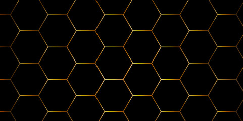 Abstract 3d background with hexagons backdop backgruond. Abstract background with hexagons. Hexagonal background. black godern line hexagons backdrop wallpaper with copy space for text.