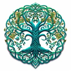 Whimsical celtic tree of life and death, a tale of emerald enchantment, Generative AI