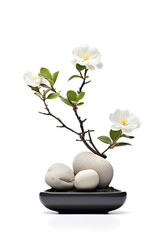 zen stones with flower minimal ,Generative AI