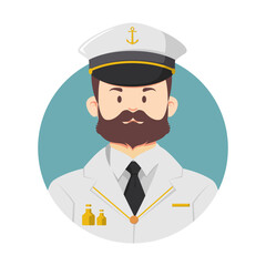 Cute cartoon vector illustration of a skipper or sailor, suitable for international day of the seafarer celebration