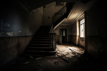 Haunting Darkness in an Abandoned Stairwell