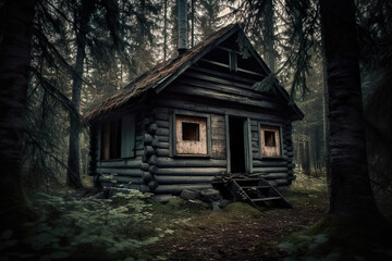 Fototapeta na wymiar abandoned house in the woods