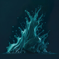 Teal blue paint cloud in the water with a black background