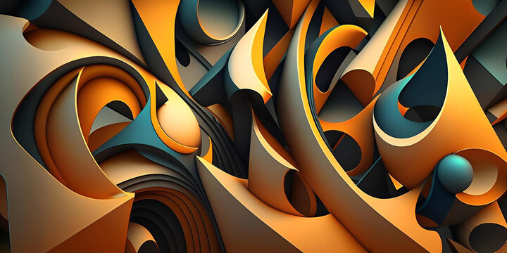 Graphic abstract background with voluminous lines. Created by AI artificial intelligence system.