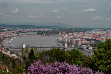 Panoramic view of Budapest during spring time