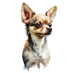 Chihuahua dog portrait, PNG background