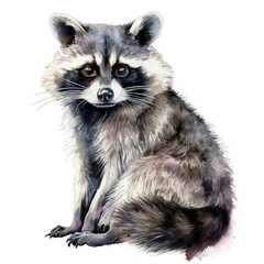 Fototapeta premium Raccoon portrait in watercolor style , PNG background
