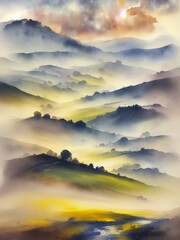 Fototapeta premium South Moravia landscape. AI generated illustration