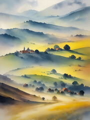 Obraz na płótnie Canvas South Moravia landscape. AI generated illustration