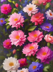 Obraz premium Botanical background with flowers glitter neon.