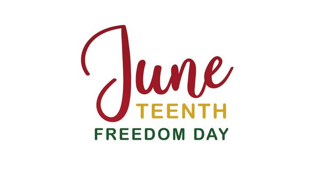 juneteenth freedom day animation. 4k animated greeting card. gift card. green screen and alpha channel.