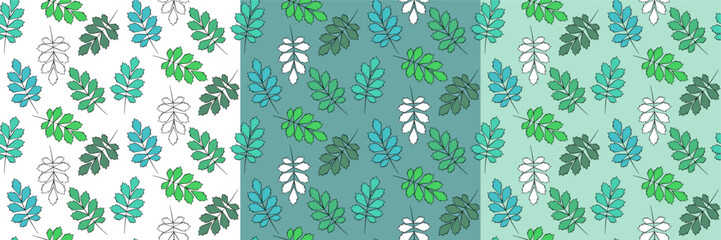 Fototapeta premium Tree vector seamless half-drop pattern, with leaves