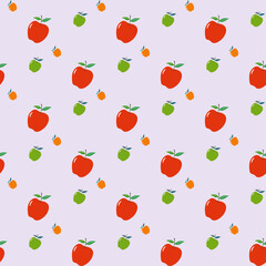 seamless pattern with apples and light purple background