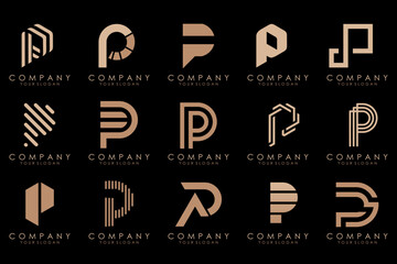 Set of letters P logo design. modern creative monogram icon design inspiration.