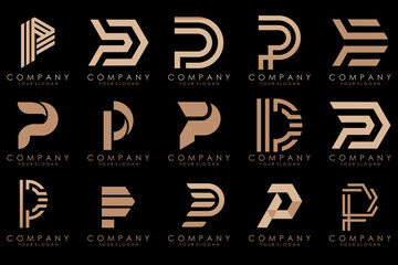 Set of letters P logo design. modern creative monogram icon design inspiration.
