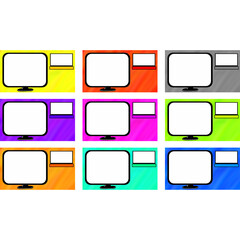 Assorted Colored 2 Window TV Stream Video Frame Overlays 9 Pack