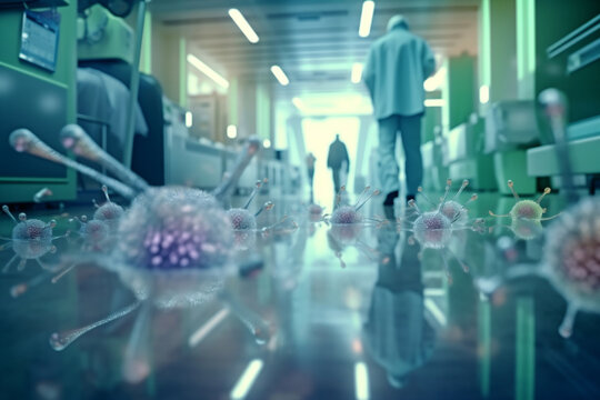 Multiresistente Keime und Erreger im Krankenhaus / Klinik / Hospital. MRGN. Generative Ai.