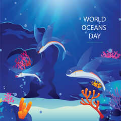 Free vector gradient world oceans day instagram posts 