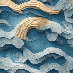 abstract background from cut paper. gentle blue waves of pastel colors using cut paper technique. generative AI
