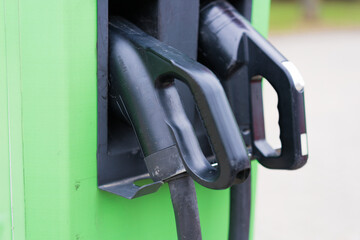 Plugs of the green electric charging station