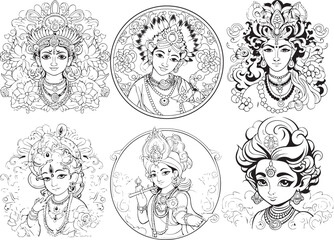 Hindu god little krishna group images