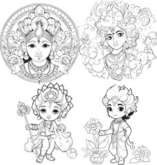 Hindu god little krishna group images