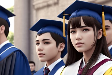 students in cap and gown Generative AI