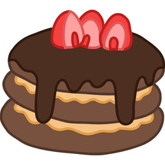 chocolate pancake with berry hand draw