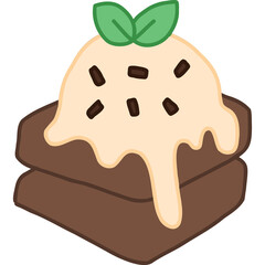 chocolate cake ice cream hand draw