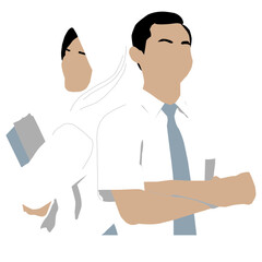 Students from high school wear osis uniform and pramuka uniform