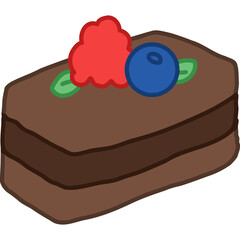chocolate cake with berry hand draw