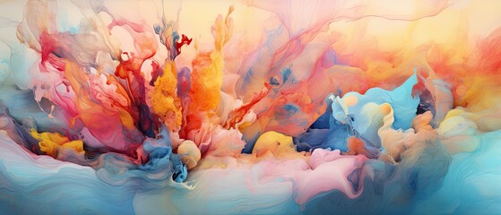 Abstract alcohol ink background, luxury and creative paint with beautiful and dreamy color, unique colored marble art with oil painting, wide graphic design for print and business  - Generative Ai