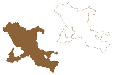 Salzburg-Umgebung district (Republic of Austria or Österreich, Salzburg state) map vector illustration, scribble sketch Bezirk Salzburg-Umgebung or Flachgau map