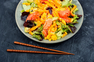 Asian salted salmon salad