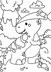 Coloring page dinosaur parasaurolophus for children kids only outline lineart black and white