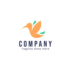Fototapeta na wymiar Bird Flat Color Logo Template Vector Design ,Modern and Creative Concept Suitable for Your Business