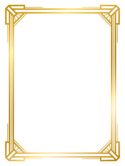  Art Deco gold frame vintage frame line geometric wedding label card frame png transparent background
