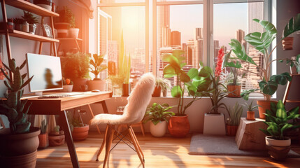 Obraz premium table and chairs in a cafe